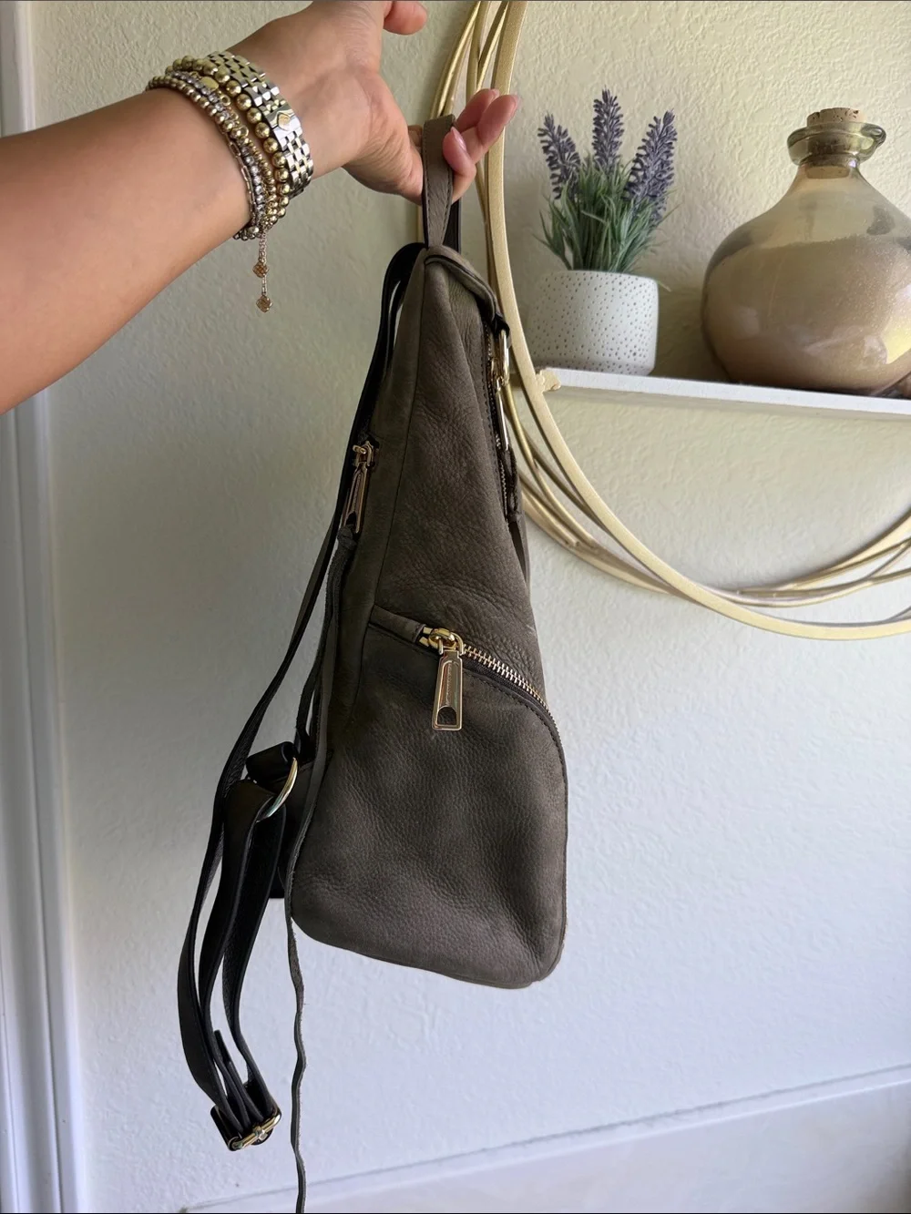Rebecca Minkoff Olive Green Leather Julian Backpack